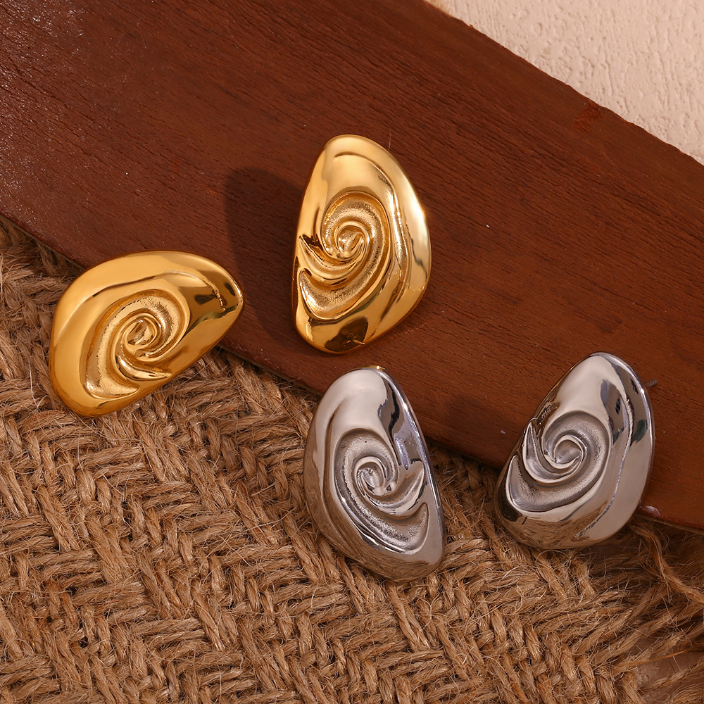 1 Pair Vintage Style Commute Conch Cochlear Plating 304 Stainless Steel 18K Gold Plated Ear Studs display picture 7
