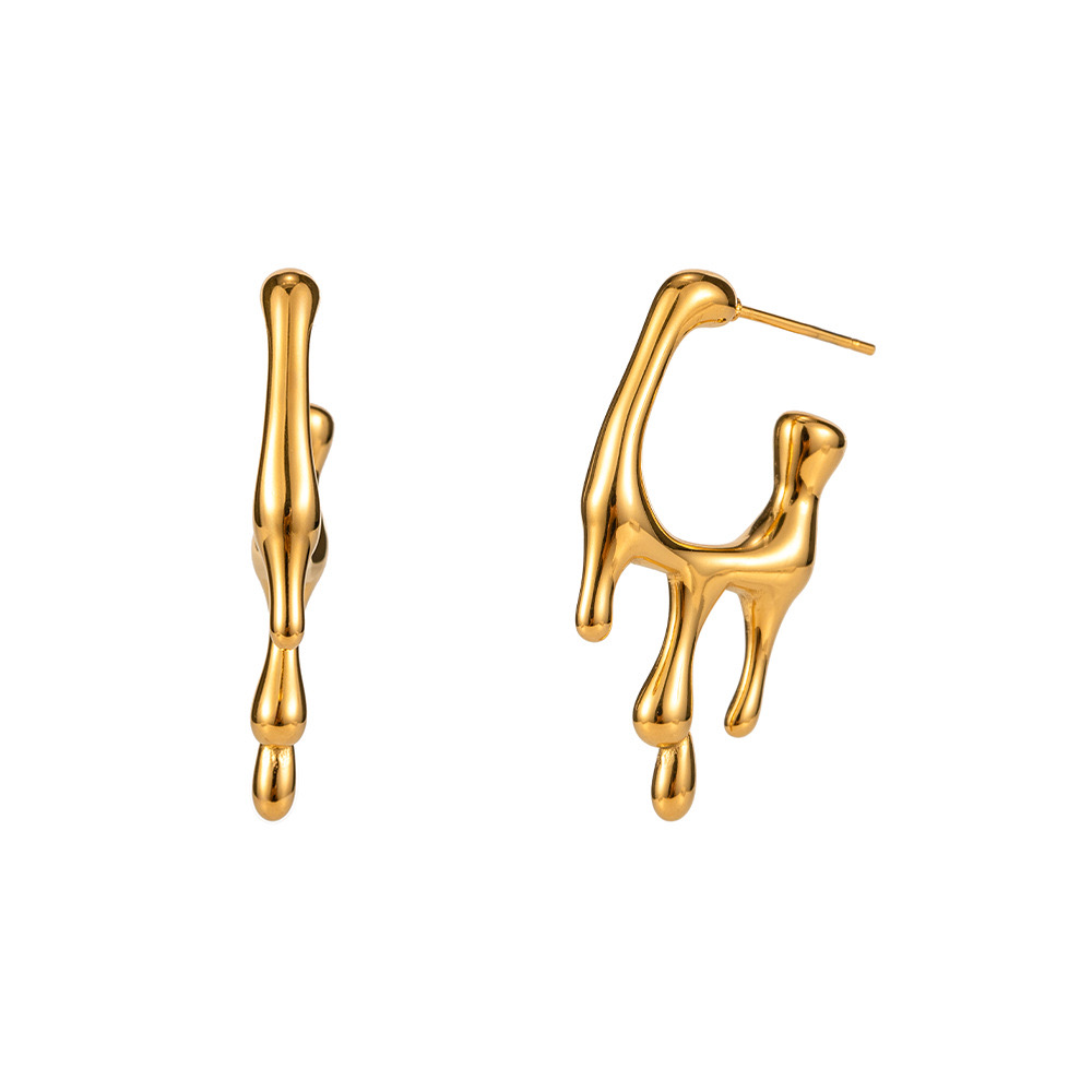 1 Pair Casual Commute Lava Plating 304 Stainless Steel 18K Gold Plated Ear Studs display picture 2
