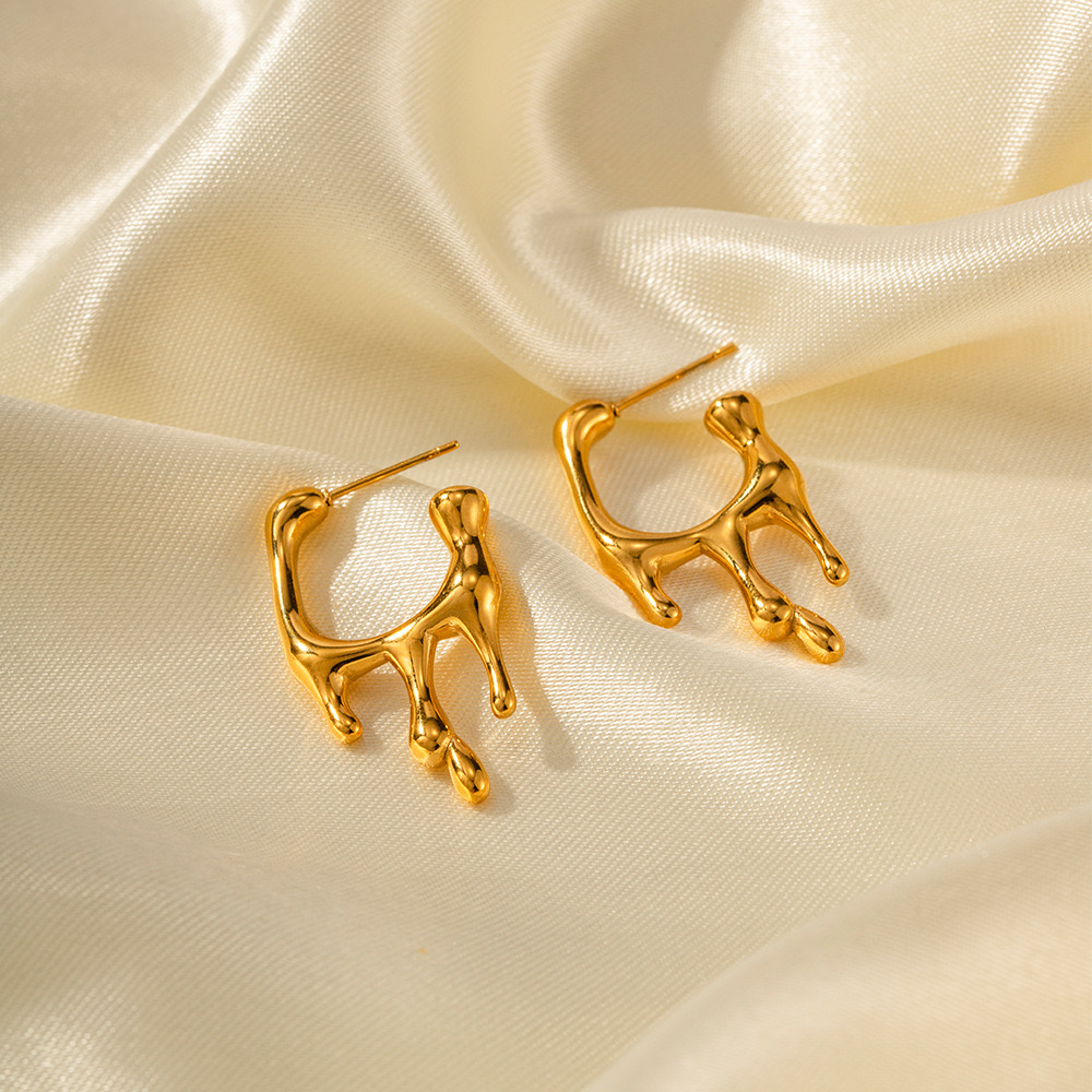 1 Pair Casual Commute Lava Plating 304 Stainless Steel 18K Gold Plated Ear Studs display picture 3