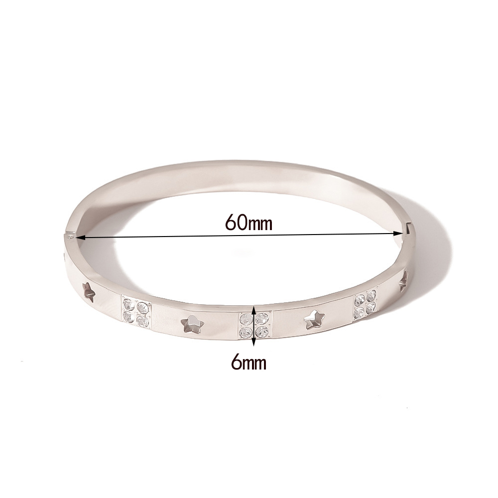 304 Stainless Steel 18K Gold Plated Formal Simple Style Plating Hollow Out Inlay Star Zircon Bangle display picture 2