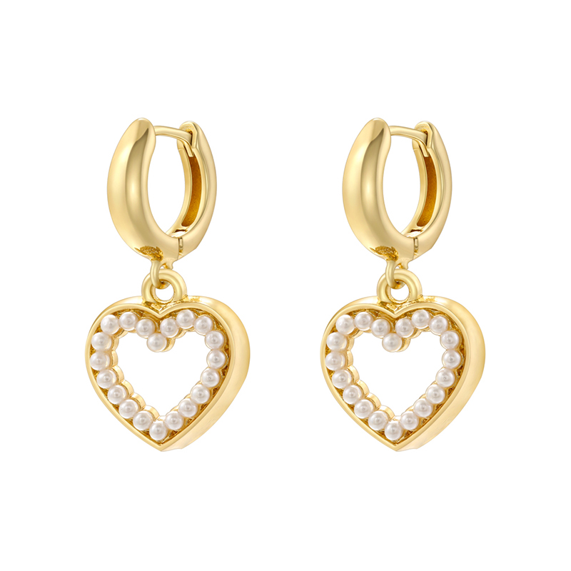 1 Pair IG Style Basic Classic Style Round Heart Shape Bow Knot Plating Inlay Copper Artificial Pearls Zircon 18K Gold Plated Drop Earrings display picture 5