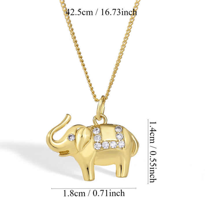 Wholesale Basic Modern Style Classic Style Elephant Copper Inlay 18K Gold Plated Zircon Pendant Necklace display picture 1