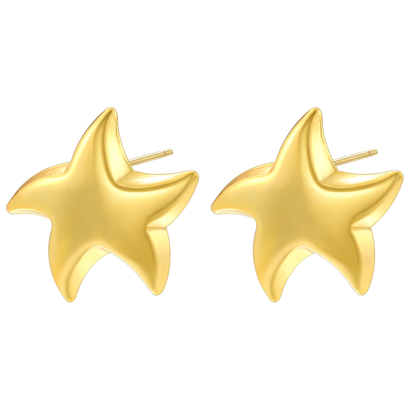 1 Pair IG Style Classic Style Starfish Plating Copper 18K Gold Plated Ear Studs display picture 1