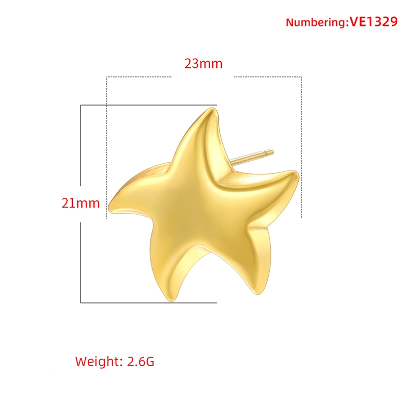 1 Pair IG Style Classic Style Starfish Plating Copper 18K Gold Plated Ear Studs display picture 4