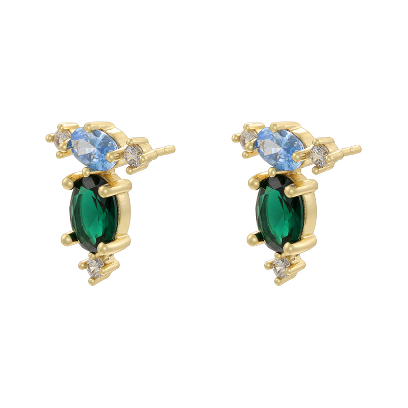 1 Pair IG Style Modern Style Round Petal Plating Inlay Copper Zircon 18K Gold Plated Ear Studs display picture 6
