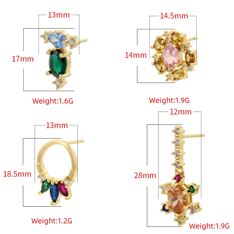 1 Pair IG Style Modern Style Round Petal Plating Inlay Copper Zircon 18K Gold Plated Ear Studs display picture 10