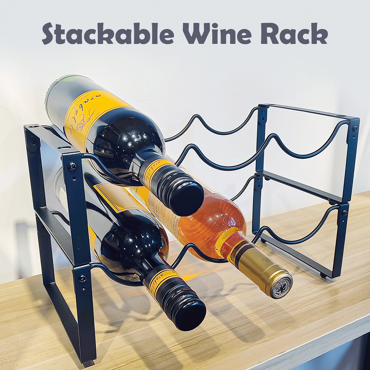 Retro Formal Solid Color Iron Wine Rack display picture 3