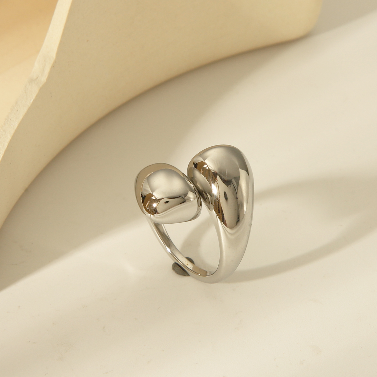 Basic Commute Solid Color 304 Stainless Steel 14K Gold Plated Open Rings In Bulk display picture 3