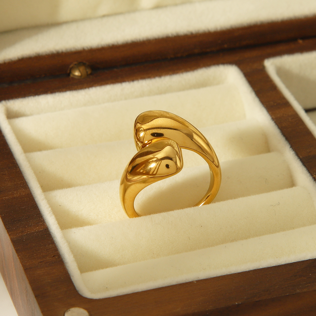 Basic Commute Solid Color 304 Stainless Steel 14K Gold Plated Open Rings In Bulk display picture 1