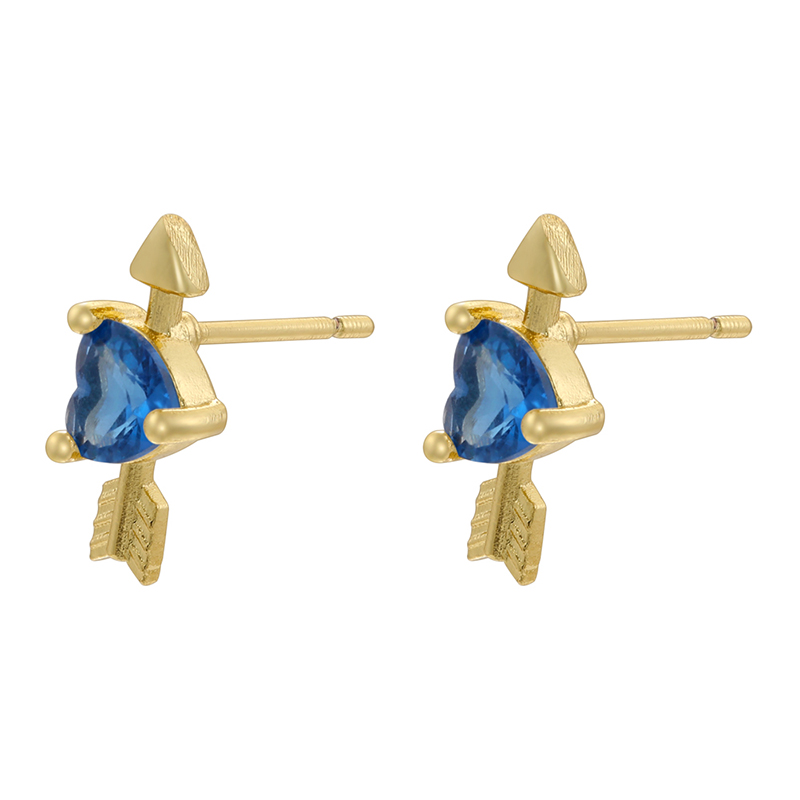 1 Pair IG Style Modern Style Heart Shape Plating Inlay Copper Zircon 18K Gold Plated Ear Studs display picture 7