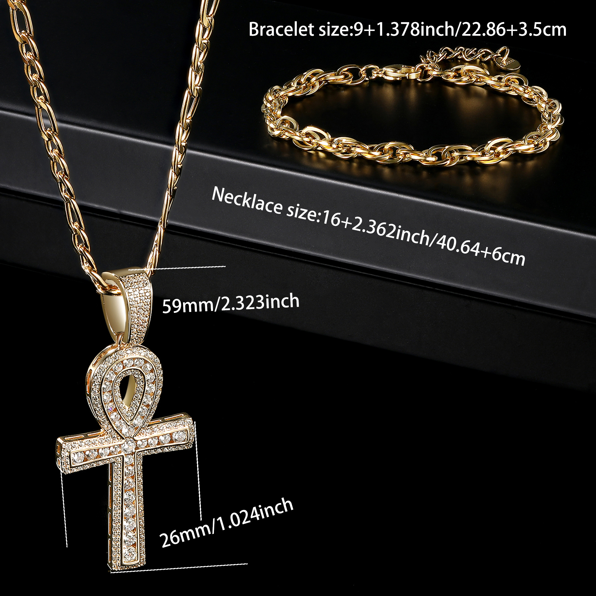 304 Stainless Steel 18K Gold Plated Elegant Glam Luxurious Plating Inlay Cross Zircon Jewelry Set display picture 1