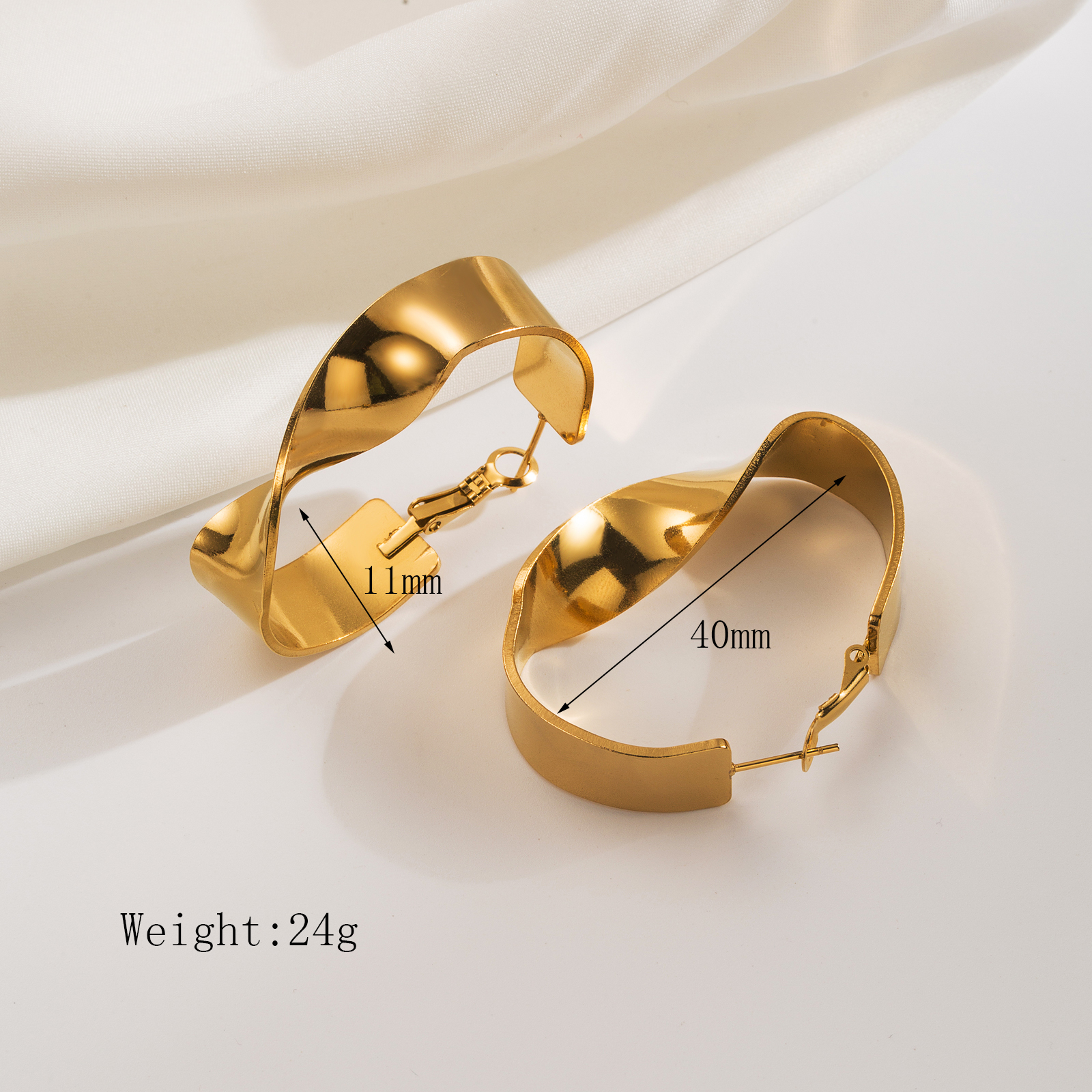 1 Pair Basic Modern Style Classic Style Irregular Round 304 Stainless Steel 18K Gold Plated Hoop Earrings Drop Earrings display picture 2