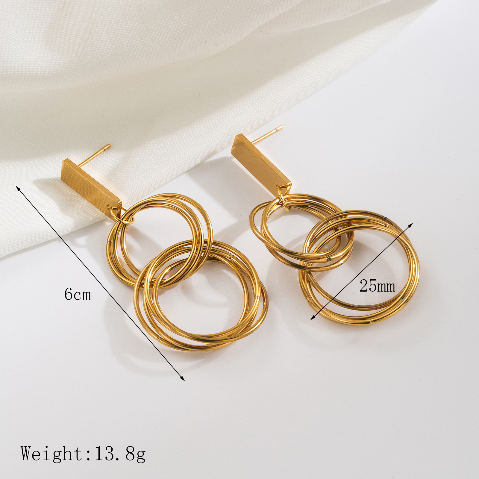 1 Pair Basic Modern Style Classic Style Irregular Round 304 Stainless Steel 18K Gold Plated Hoop Earrings Drop Earrings display picture 1