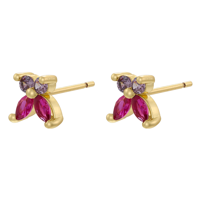 1 Pair Elegant Lady Classic Style Butterfly Plating Inlay Copper Zircon 18K Gold Plated Ear Studs display picture 5