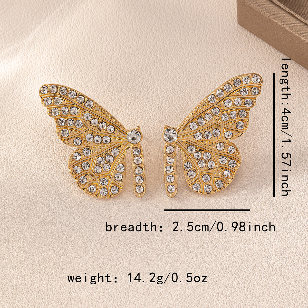 1 Pair Sweet Korean Style Butterfly Inlay Zinc Alloy Rhinestones Ear Studs display picture 1