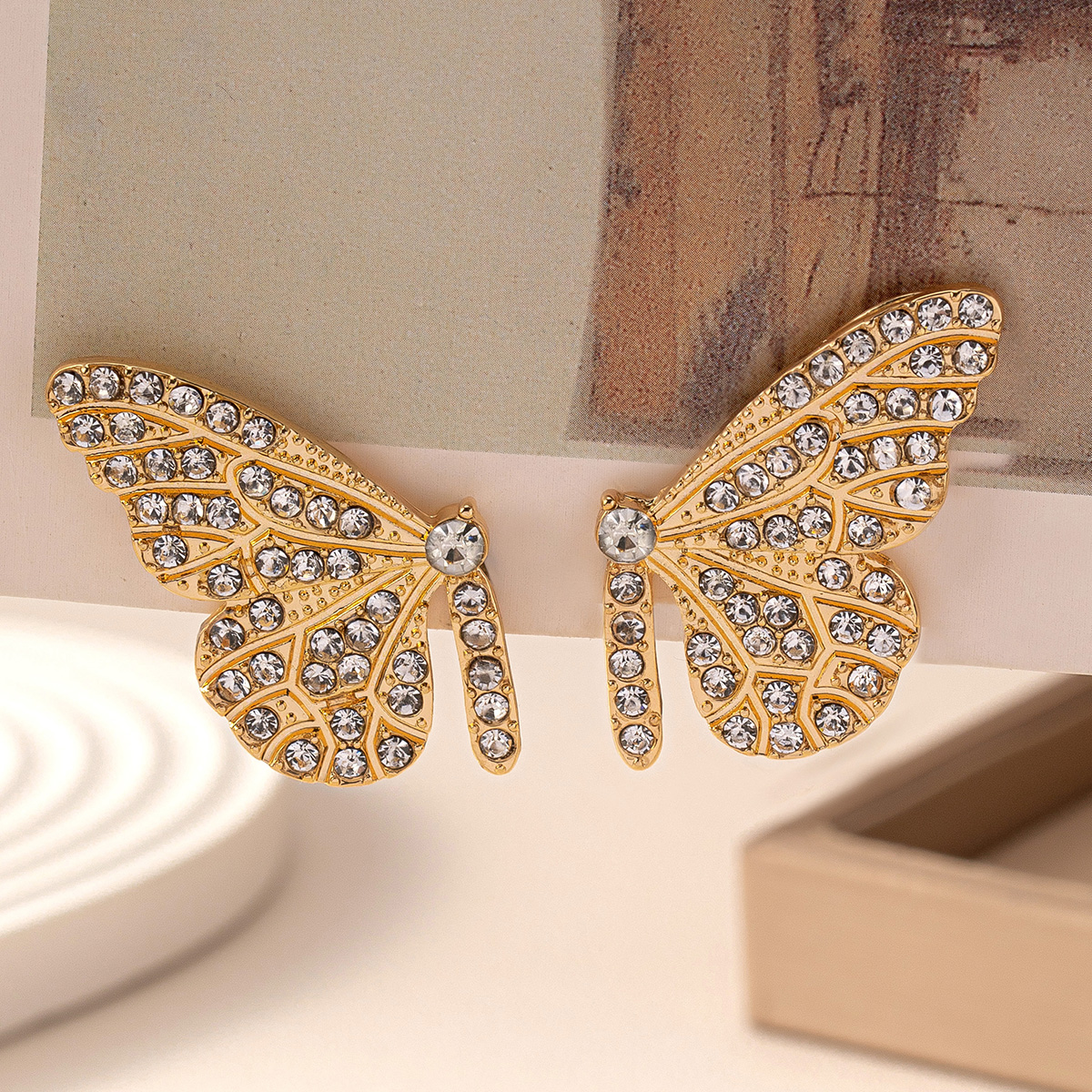 1 Pair Sweet Commute Butterfly Inlay Zinc Alloy Glass Ear Studs display picture 5