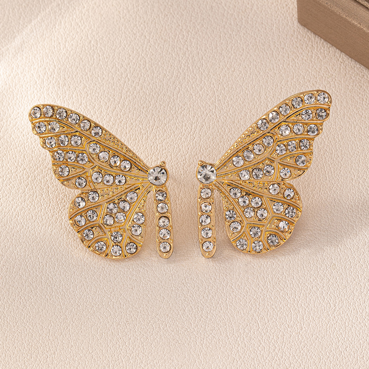 1 Pair Sweet Commute Butterfly Inlay Zinc Alloy Glass Ear Studs display picture 3