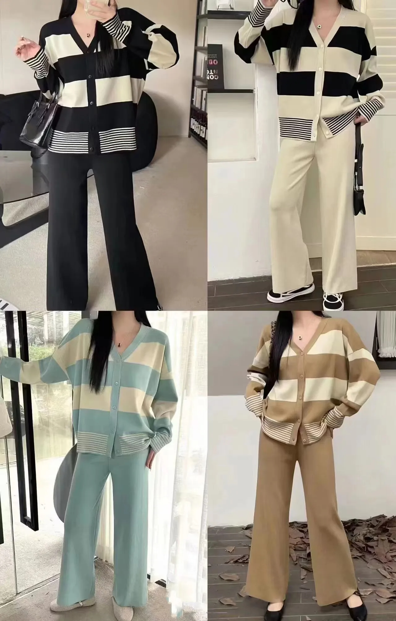 School Travel Daily Women's Simple Style Stripe Solid Color Rayon Spandex Polyester Buckle Washed Button Pants Sets Pants Sets display picture 11