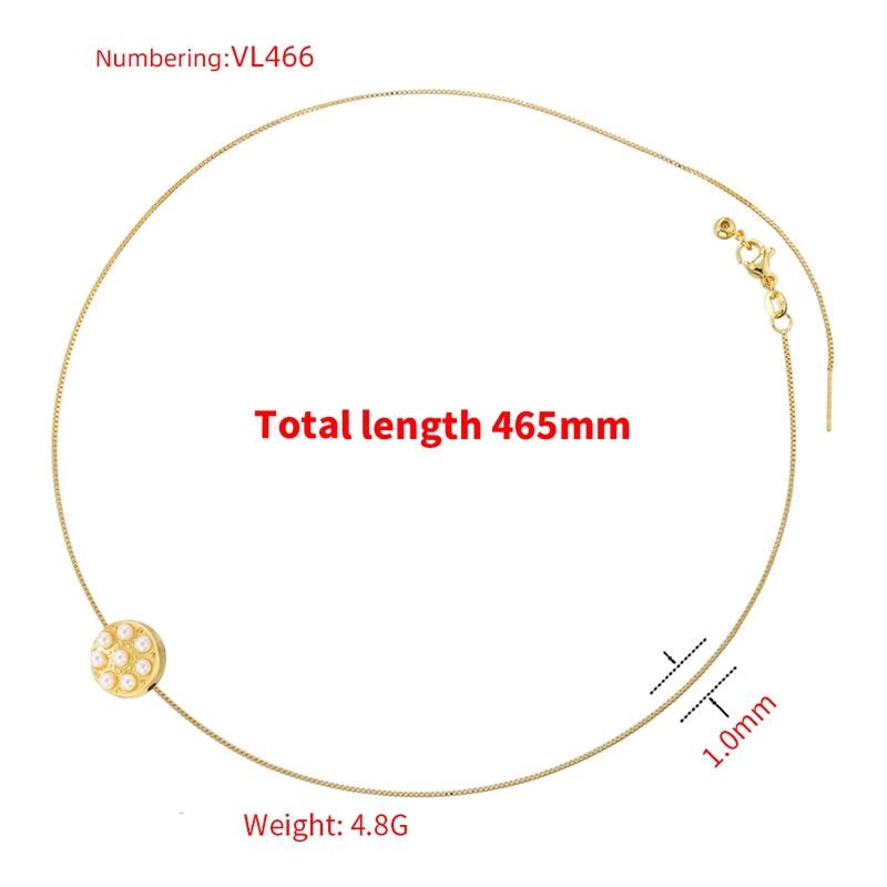 Wholesale Sweet Simple Style Round Petal Copper Inlay 18K Gold Plated Artificial Pearls Pendant Necklace display picture 7