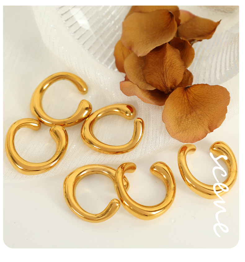 1 Pair Simple Style C Shape Polishing Plating 304 Stainless Steel 18K Gold Plated Ear Studs display picture 9