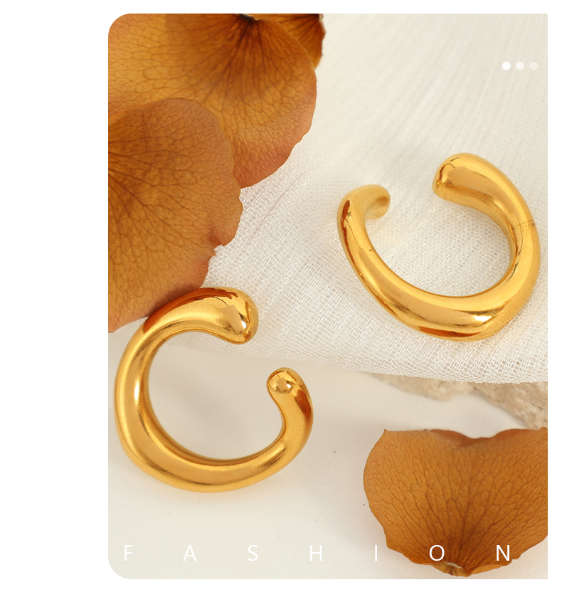1 Pair Simple Style C Shape Polishing Plating 304 Stainless Steel 18K Gold Plated Ear Studs display picture 5