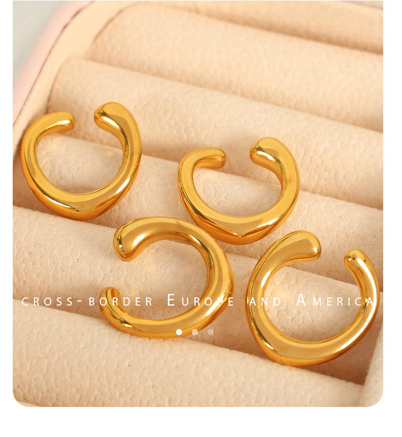 1 Pair Simple Style C Shape Polishing Plating 304 Stainless Steel 18K Gold Plated Ear Studs display picture 8