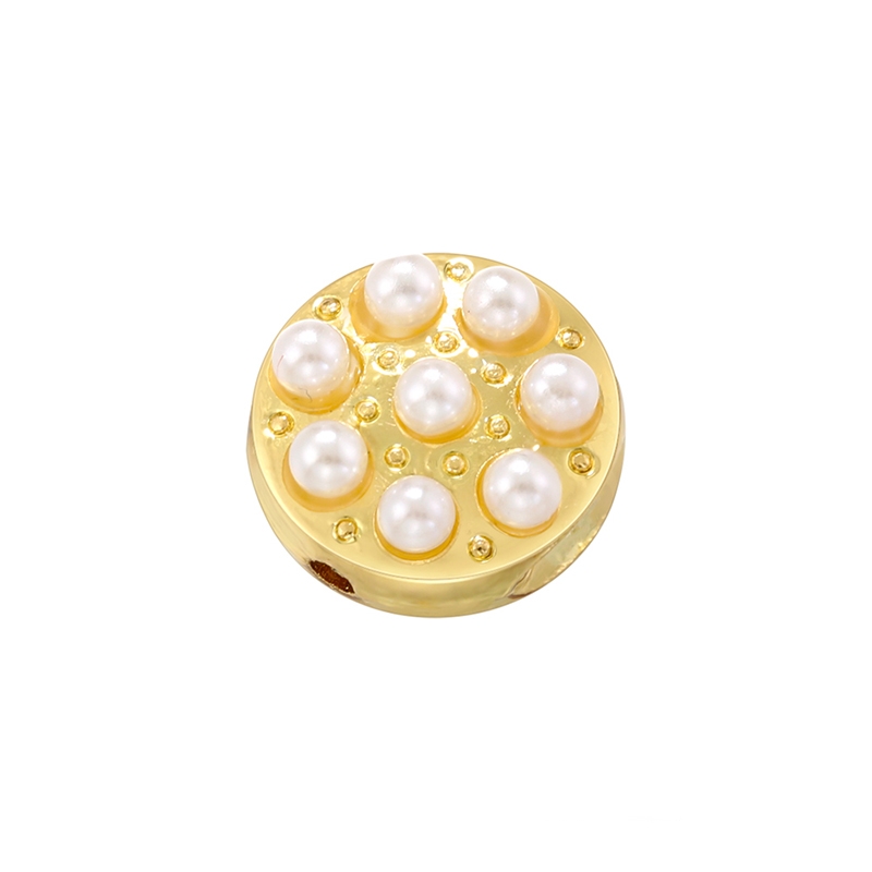 1 Piece Diameter 12mm Diameter 15mm Diameter 8mm Copper Artificial Pearls 18K Gold Plated Round Flower Polished Beads display picture 2