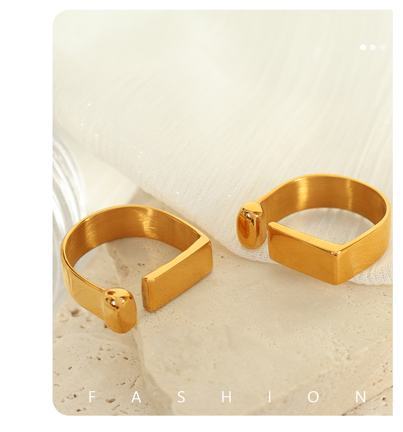 304 Stainless Steel 18K Gold Plated Simple Style Irregular Floral Irregular Ditsy Floral Zircon Adjustable Ring display picture 3
