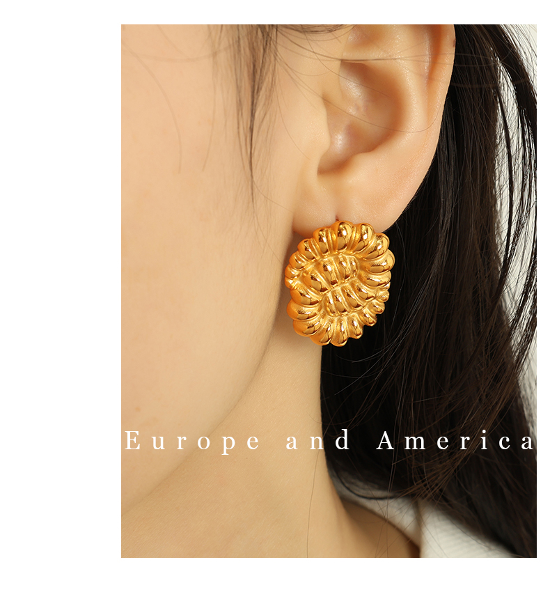 1 Pair Retro Simple Style Classic Style Twist Plating 304 Stainless Steel 18K Gold Plated Ear Studs display picture 3
