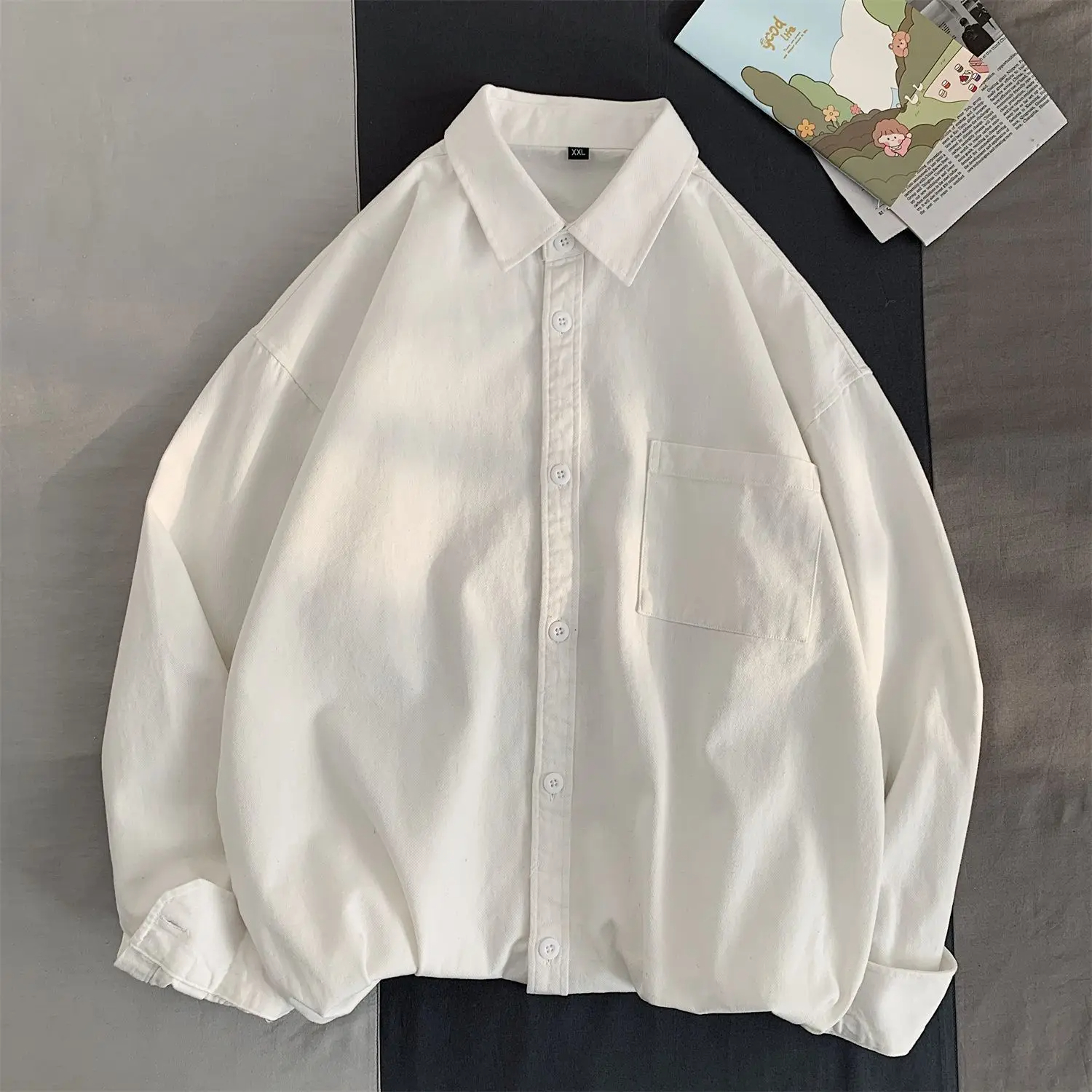 Women's Blouse Long Sleeve Blouses Pocket Washed Button Casual Simple Style Classic Style Simple Solid Color display picture 9