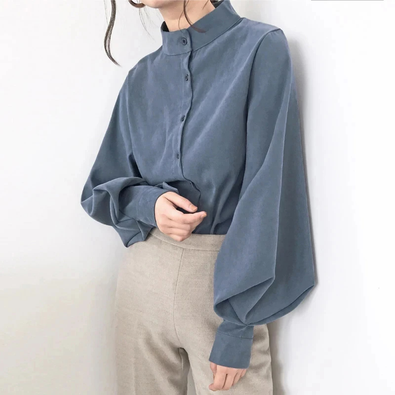 Women's Blouse Long Sleeve Blouses Washed Button Simple Style Solid Color display picture 6