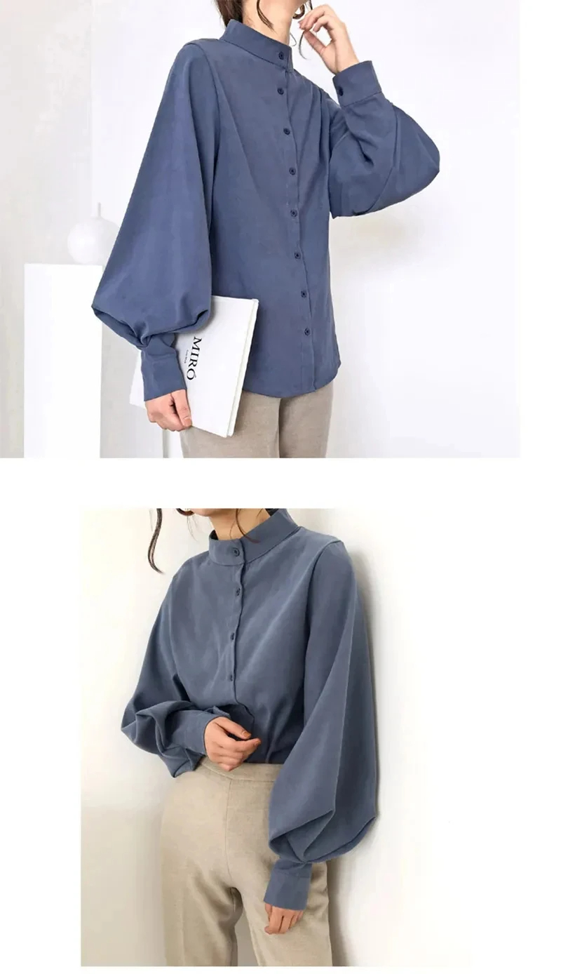 Women's Blouse Long Sleeve Blouses Washed Button Simple Style Solid Color display picture 7
