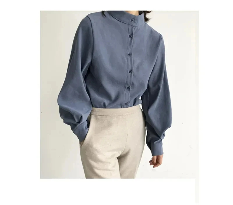 Women's Blouse Long Sleeve Blouses Washed Button Simple Style Solid Color display picture 10