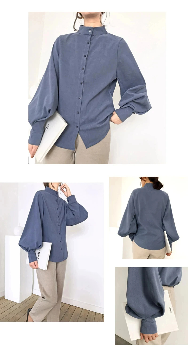 Women's Blouse Long Sleeve Blouses Washed Button Simple Style Solid Color display picture 16