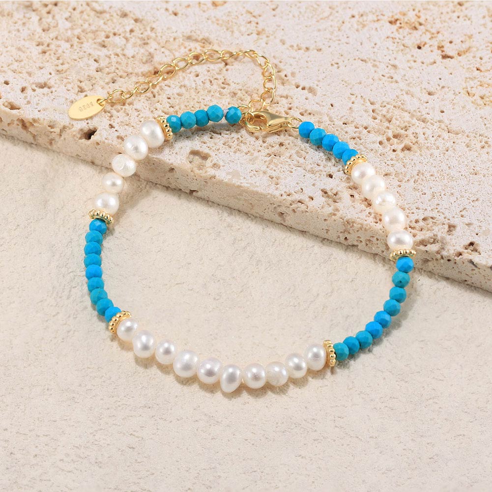 Freshwater Pearl Sterling Silver Elegant Beaded Solid Color Bracelets display picture 7