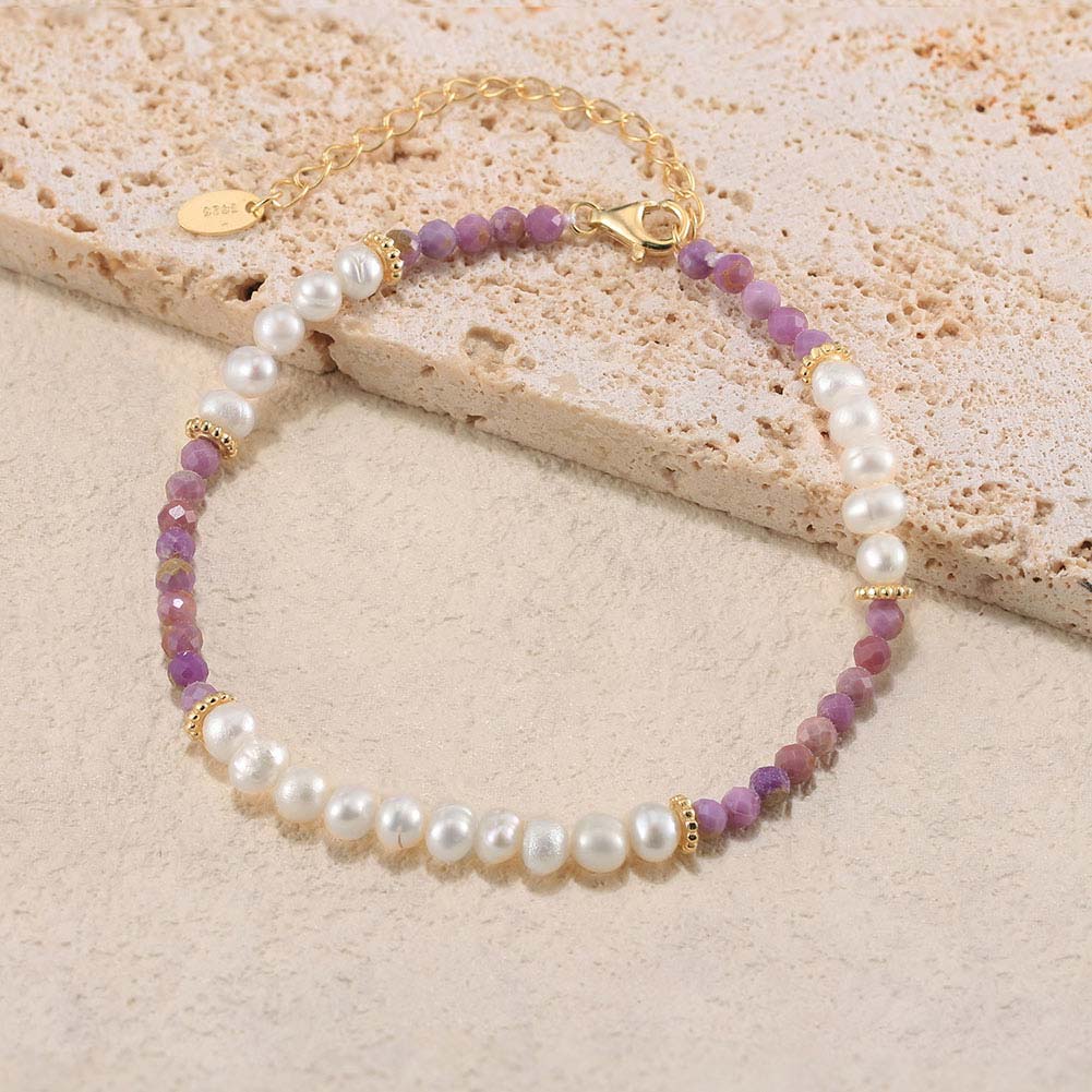 Freshwater Pearl Sterling Silver Elegant Beaded Solid Color Bracelets display picture 14