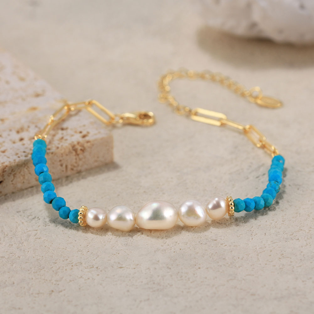 Süßwasserperle Sterling Silber Elegant Perlen Einfarbig Armbänder display picture 11