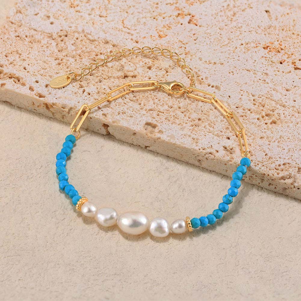 Freshwater Pearl Sterling Silver Elegant Beaded Solid Color Bracelets display picture 13