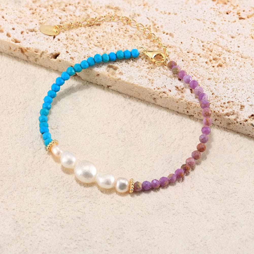Freshwater Pearl Sterling Silver Elegant Beaded Solid Color Bracelets display picture 10