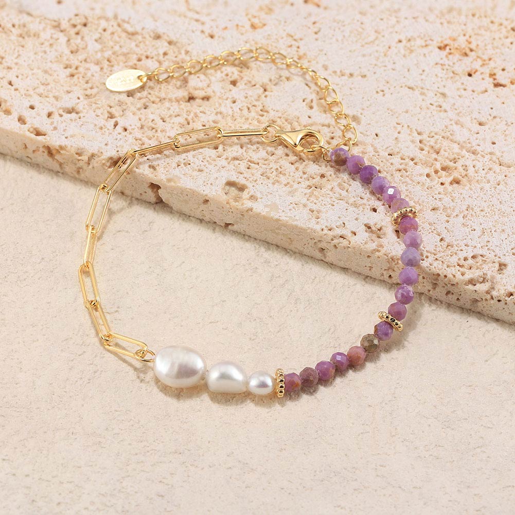 Freshwater Pearl Sterling Silver Elegant Beaded Solid Color Bracelets display picture 19