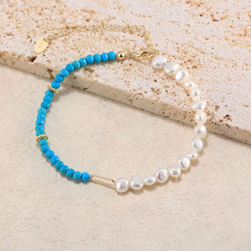 Freshwater Pearl Sterling Silver Elegant Beaded Solid Color Bracelets display picture 20