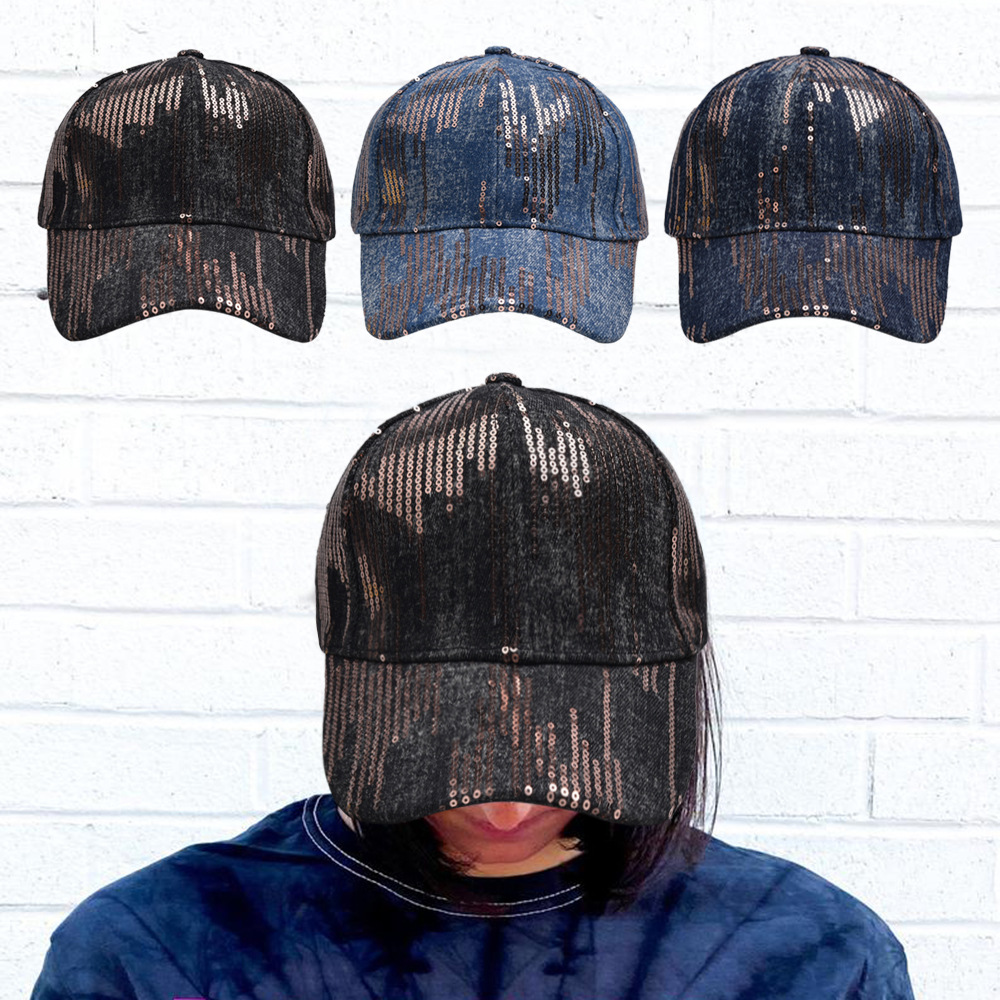 Men's Casual Simple Style Sequins Sequins Curved Eaves Baseball Cap display picture 1