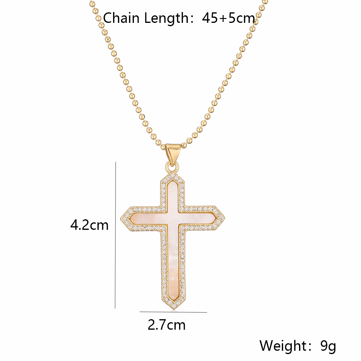 Copper 18K Gold Plated Retro Simple Style Plating Inlay Cross Zircon Pendant Necklace display picture 1