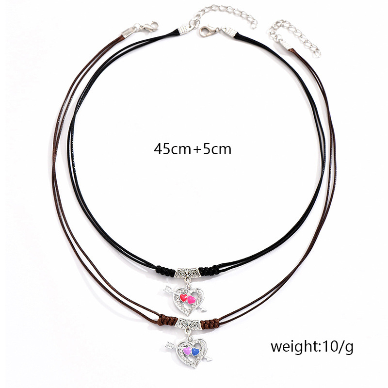 Wholesale Jewelry Simple Style Classic Style Heart Shape Alloy Zinc Alloy Rhinestones Inlay Pendant Necklace display picture 2