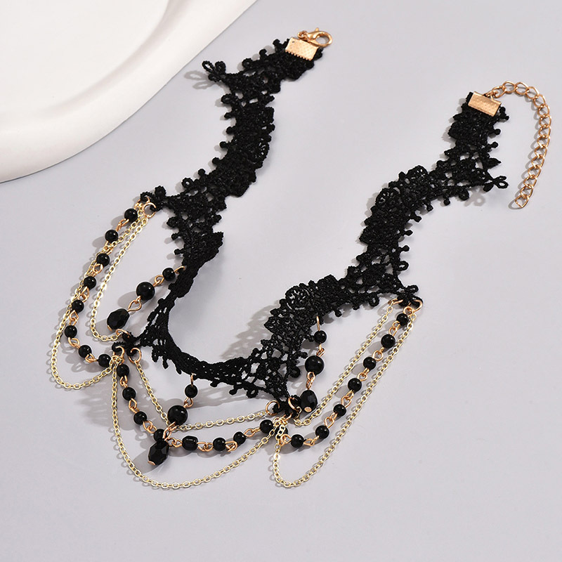 Wholesale Jewelry Vintage Style Solid Color Alloy Crystal Inlay Choker display picture 4