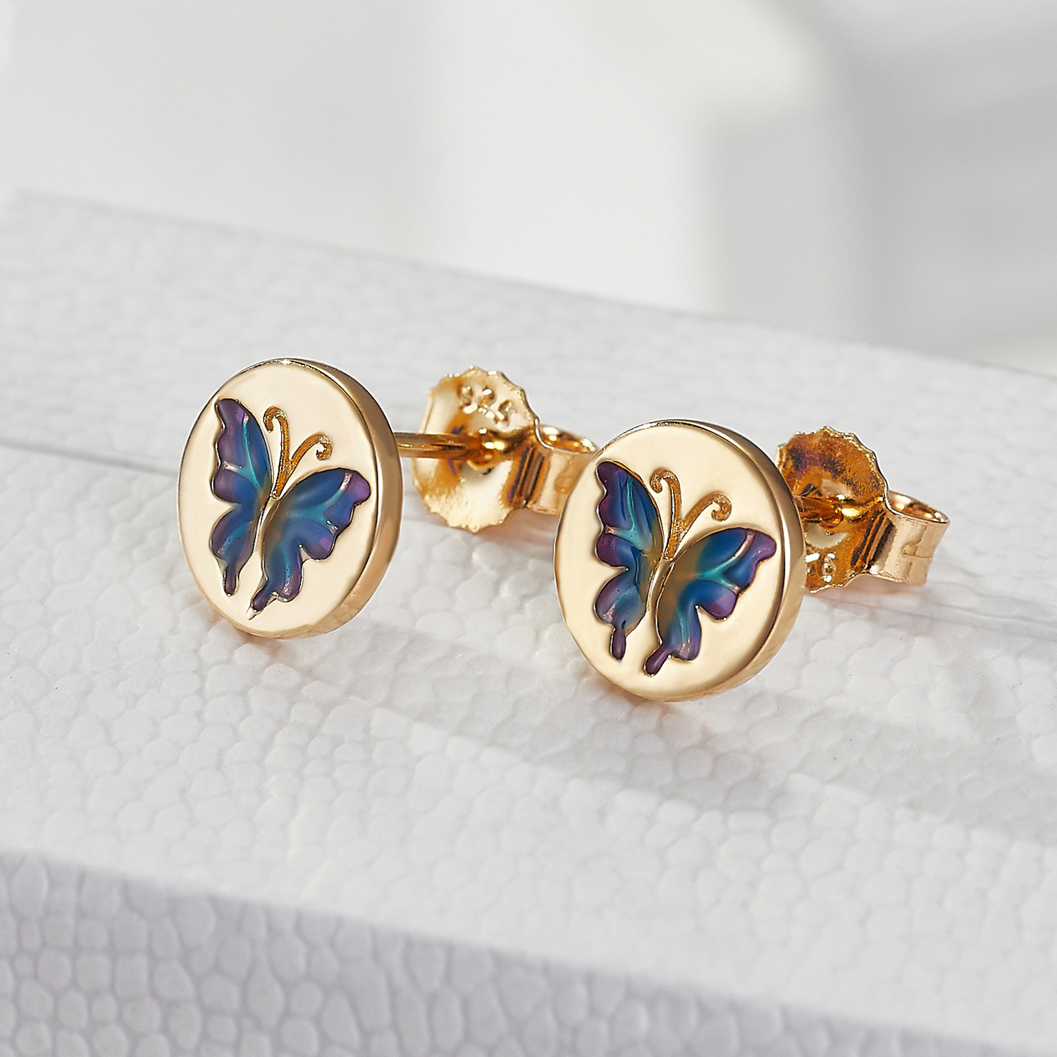 1 Pair Elegant Pastoral Butterfly Plating Sterling Silver Gold Plated Ear Studs display picture 1