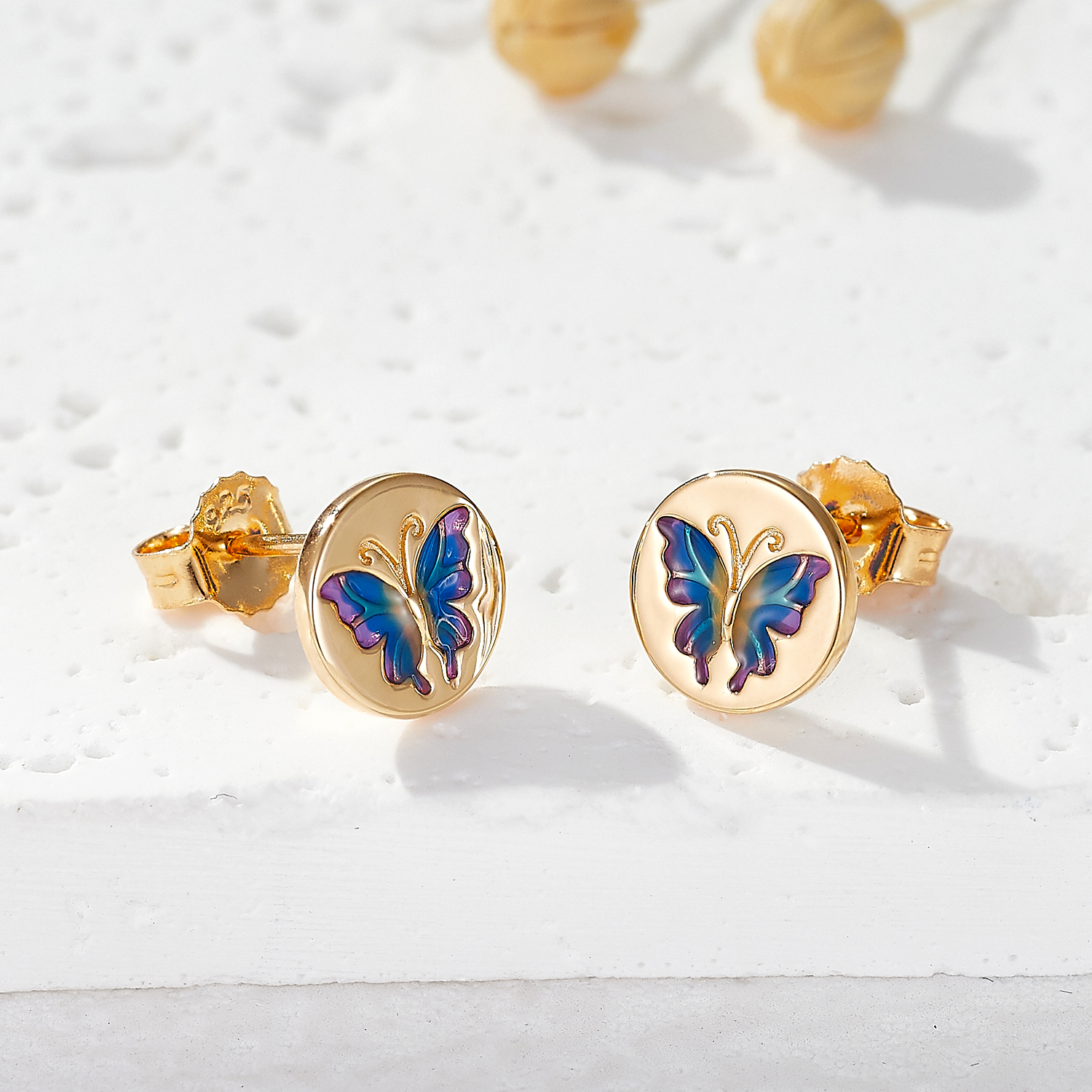 1 Pair Elegant Pastoral Butterfly Plating Sterling Silver Gold Plated Ear Studs display picture 3