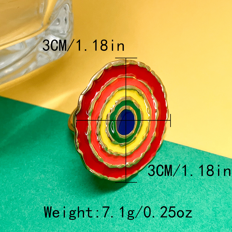 Edelstahl 304 Vergoldet Moderner Stil Süss Asymmetrisch Emaille Überzug Runden Wassertropfen Türkis Offener Ring display picture 10