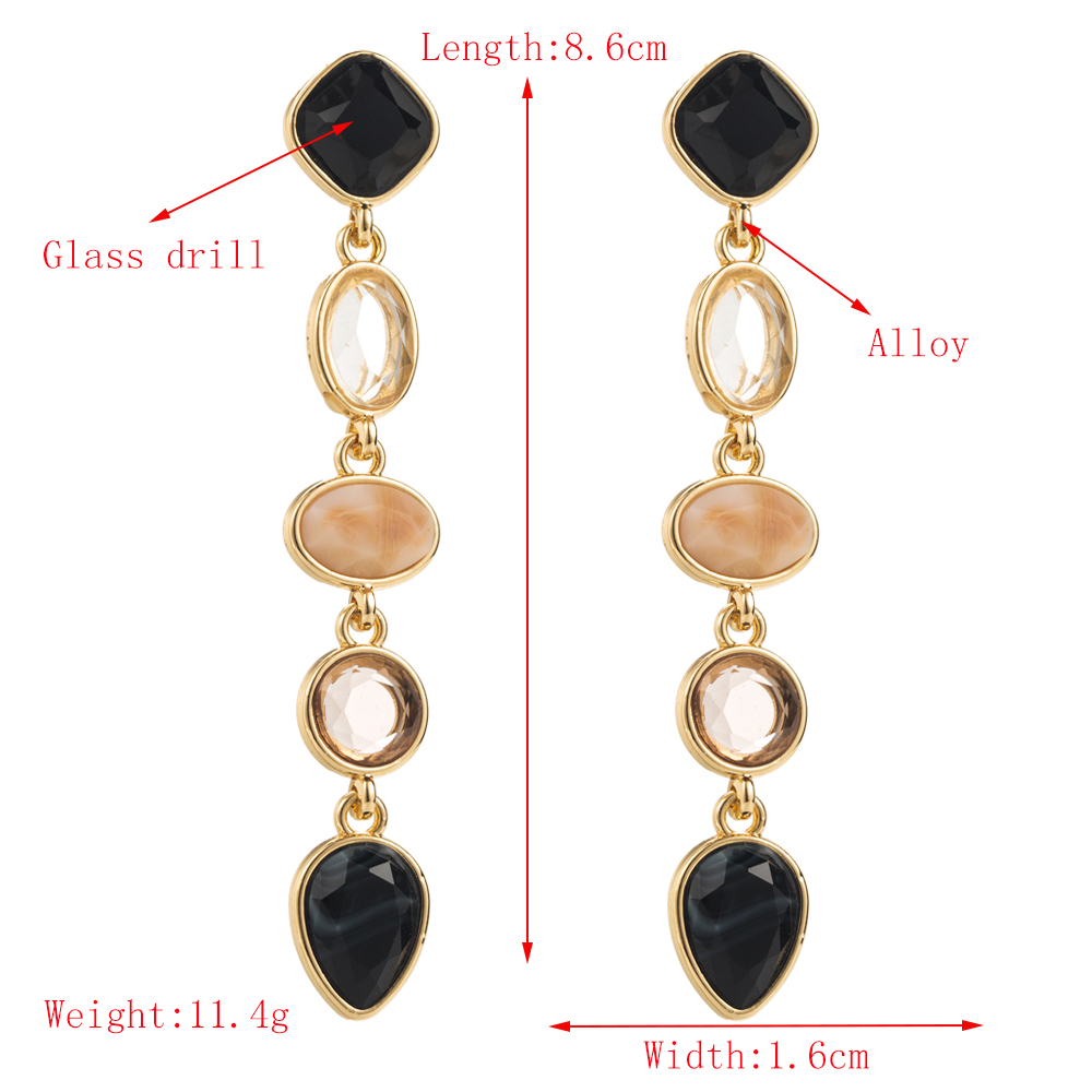 1 Pair Casual Modern Style Classic Style Oval Inlay Alloy Resin 18K Gold Plated Drop Earrings display picture 1