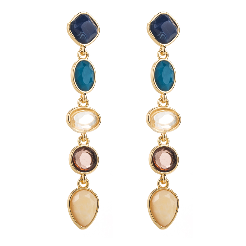 1 Pair Casual Modern Style Classic Style Oval Inlay Alloy Resin 18K Gold Plated Drop Earrings display picture 7